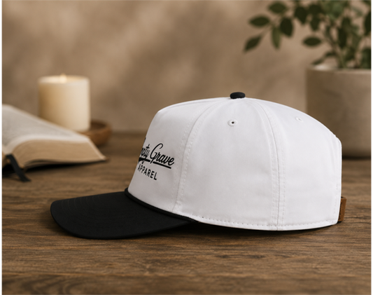 White and Black Embroidered Golfer Hat