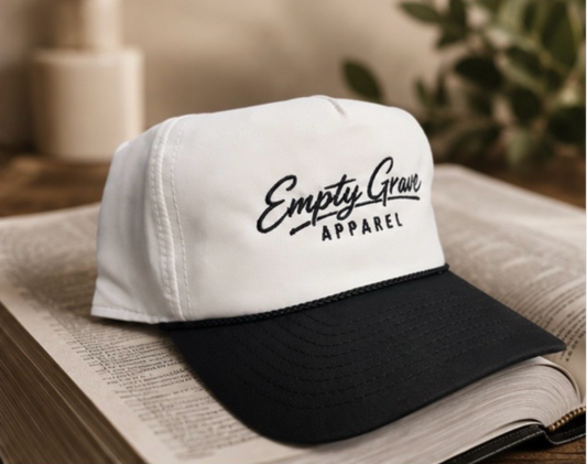 White and Black Embroidered Golfer Hat