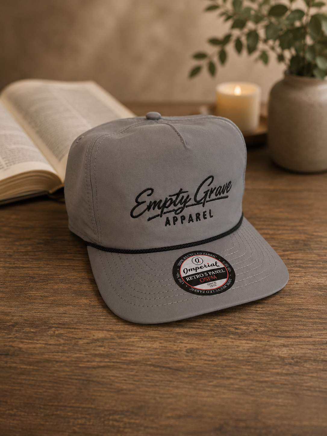 Grey and Black Embroidered Golfer Hat