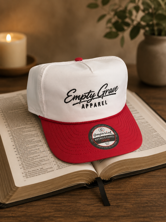 Red and White Embroidered Golfer Hat